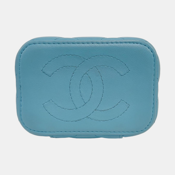 Authenticated pre-owned  VANITY CASE Small Quilted Lambskin Blue - Shoulder Bag at Looply
