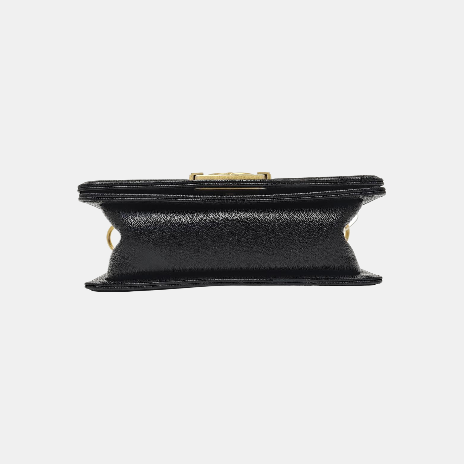 Leboy Small Chevron Grained Calfskin Black