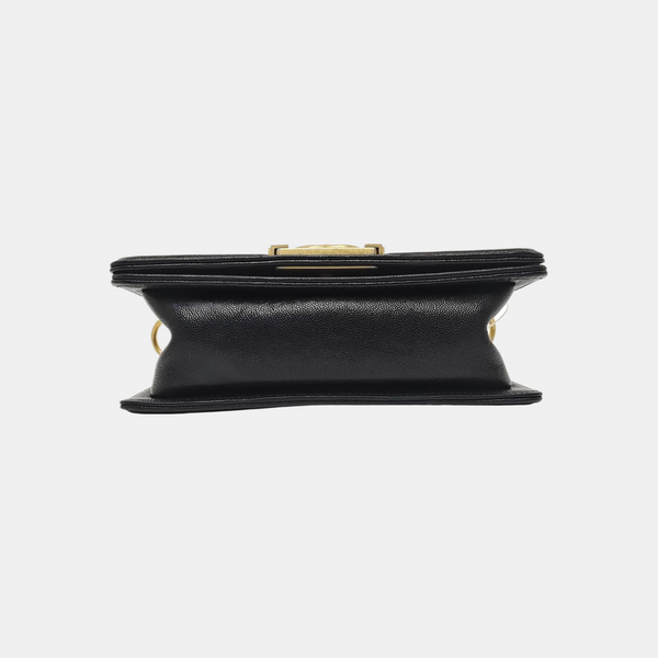Leboy Small Chevron Grained Calfskin Black