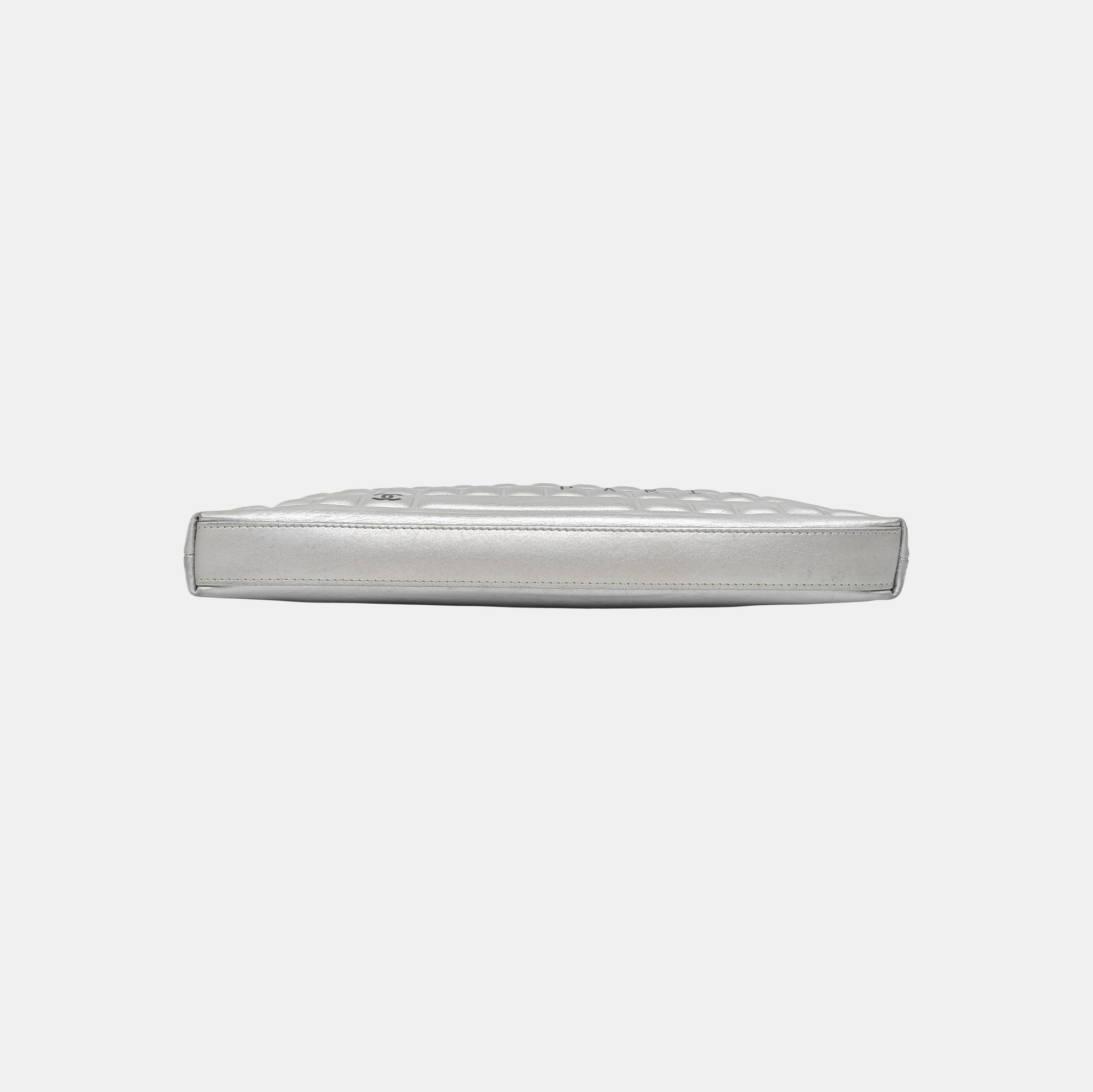 Calfskin Clutch Silver