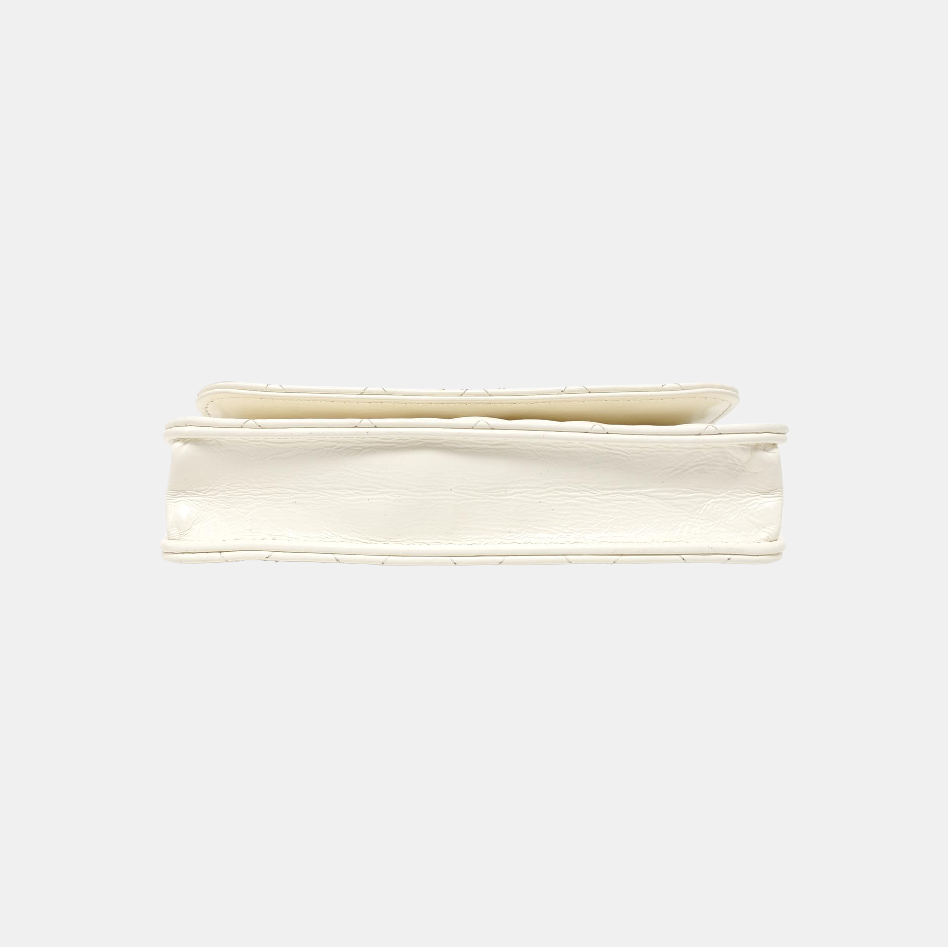 Quilted Calfskin Shoulder Bag White