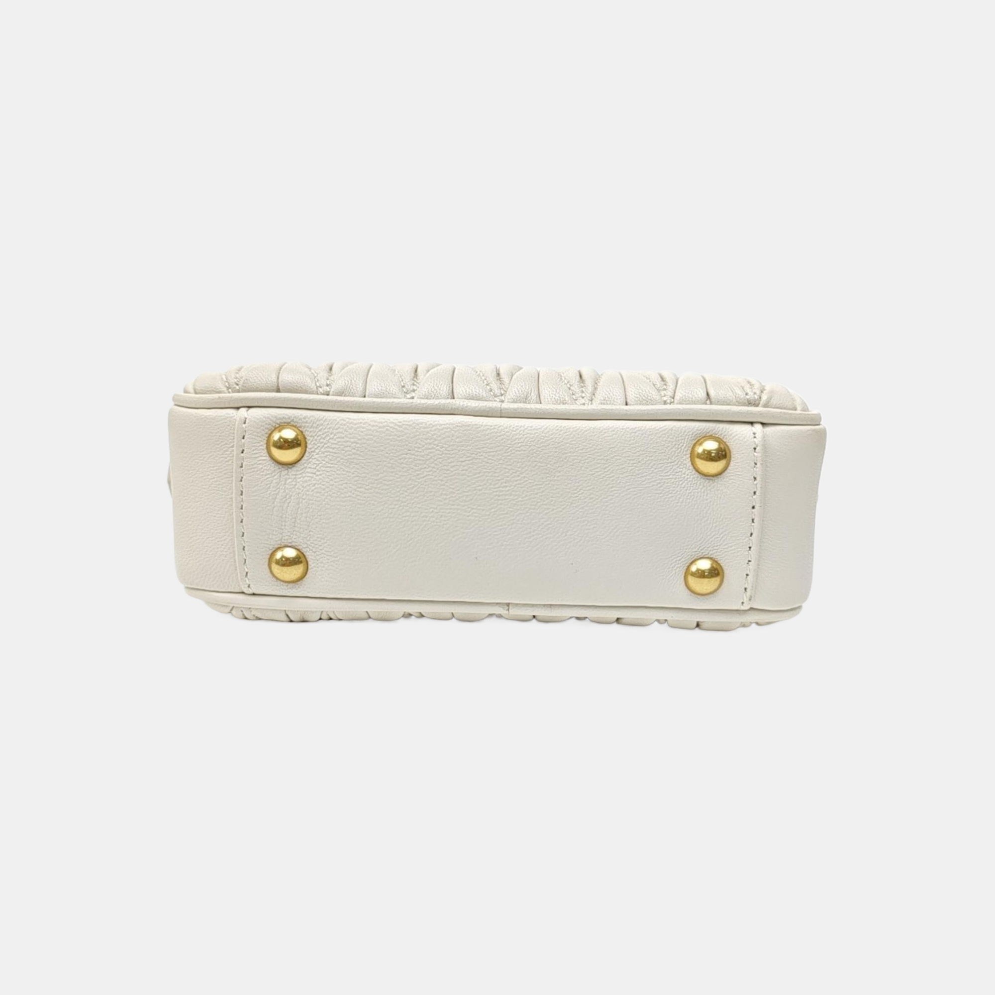 Arcadie Matelassé Mini Quilted Lambskin White