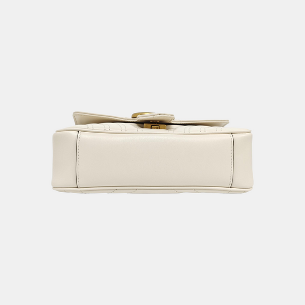GG Marmont Small Quilted Calfskin White