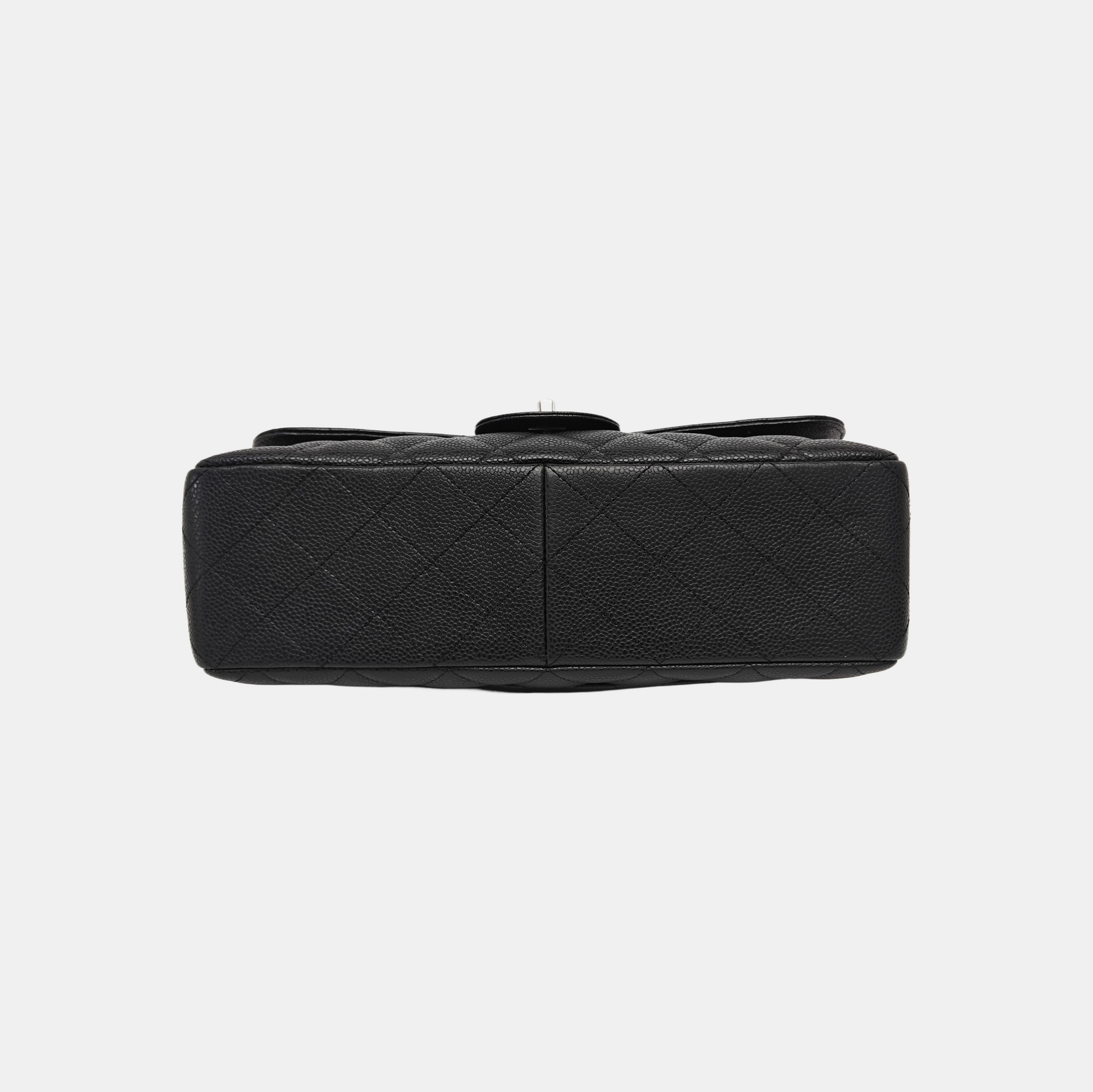 Quilted Grained Calfskin Shoulder Bag Large Black