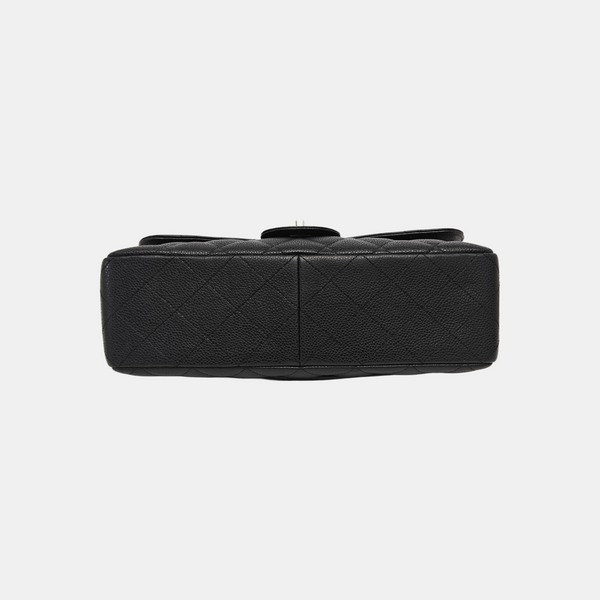 Quilted Grained Calfskin Shoulder Bag Large Black