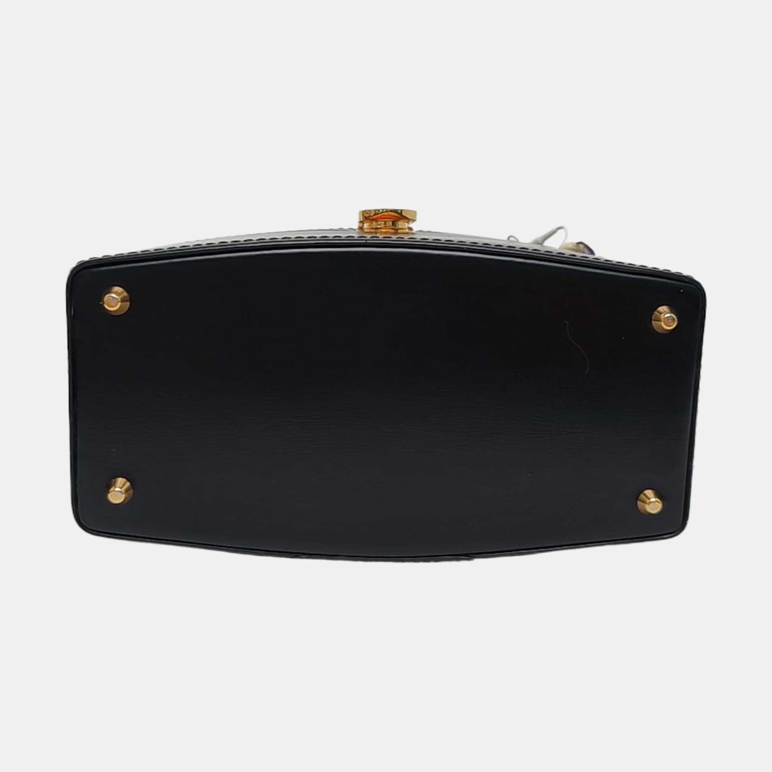 Calfskin Top Handle Bag Black