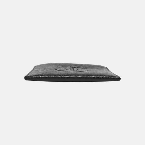 Grained Calfskin Card Holder Black