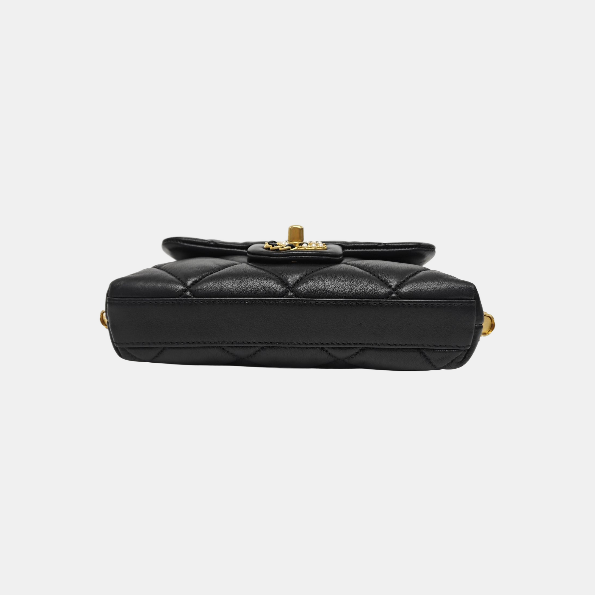 Quilted Lambskin Shoulder Bag Black
