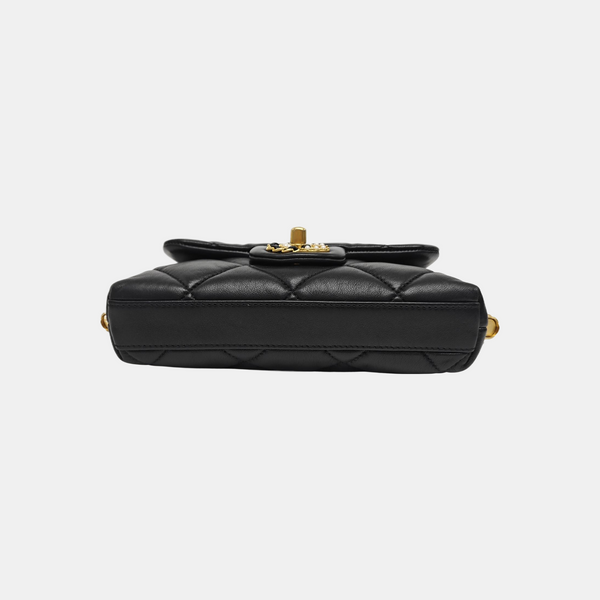 Quilted Lambskin Shoulder Bag Black