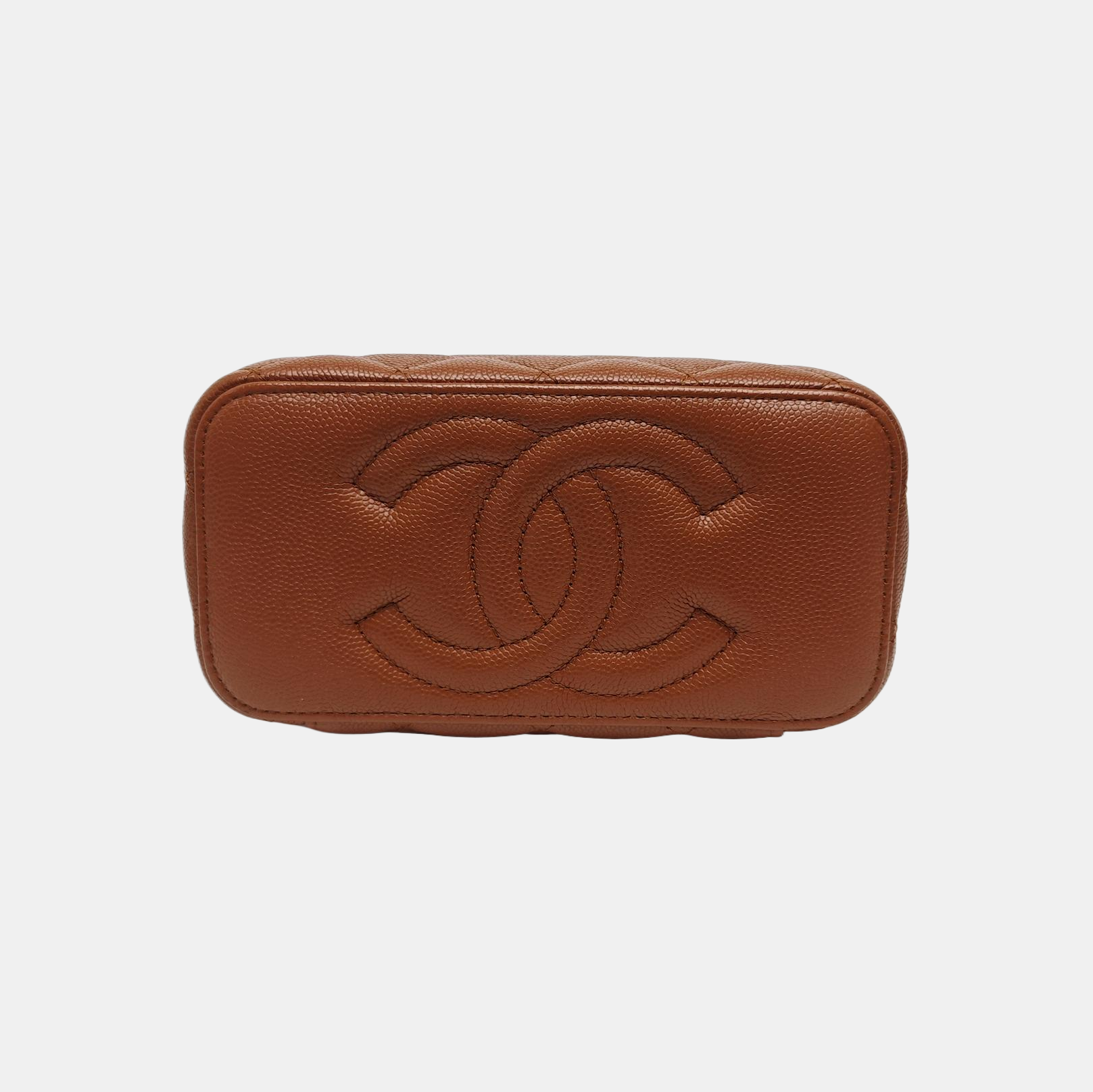 VANITY CASE Medium Quilted Grained Calfskin Brown