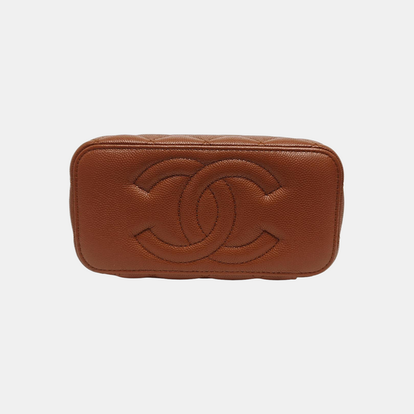 VANITY CASE Medium Quilted Grained Calfskin Brown