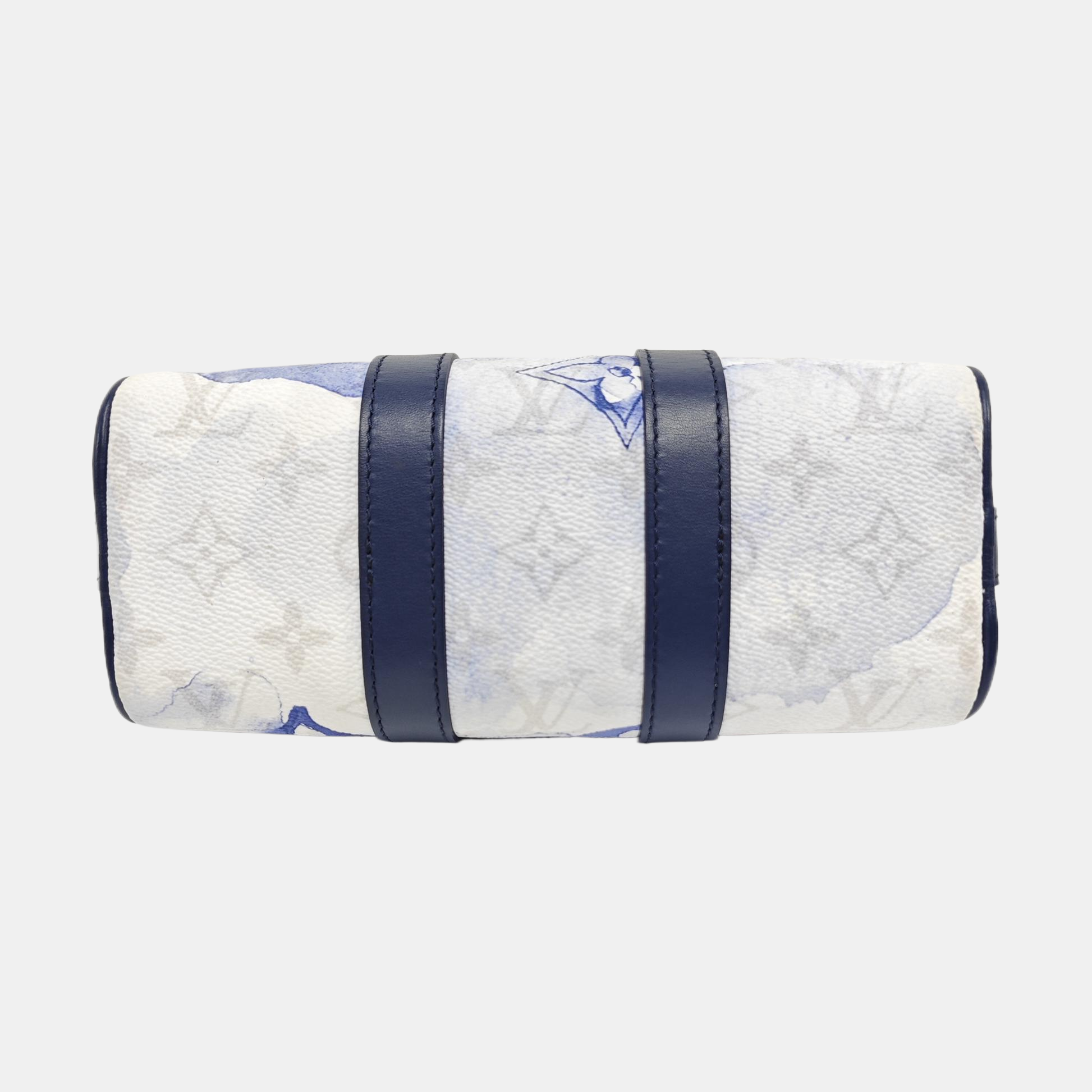 KEEPALL Nano Monogram Coated Canvas Blue
