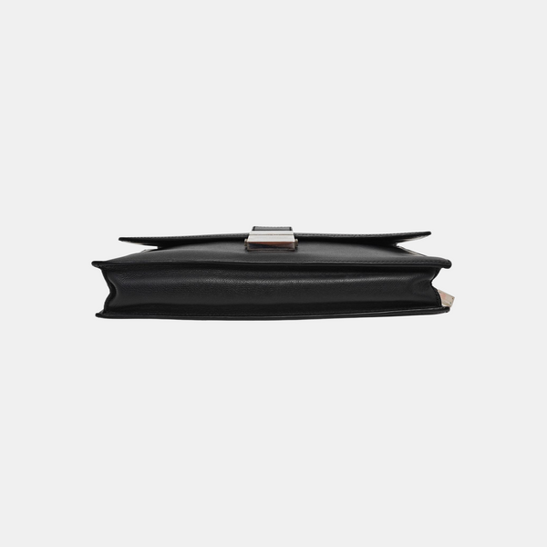 Leather Top Handle Bag Black