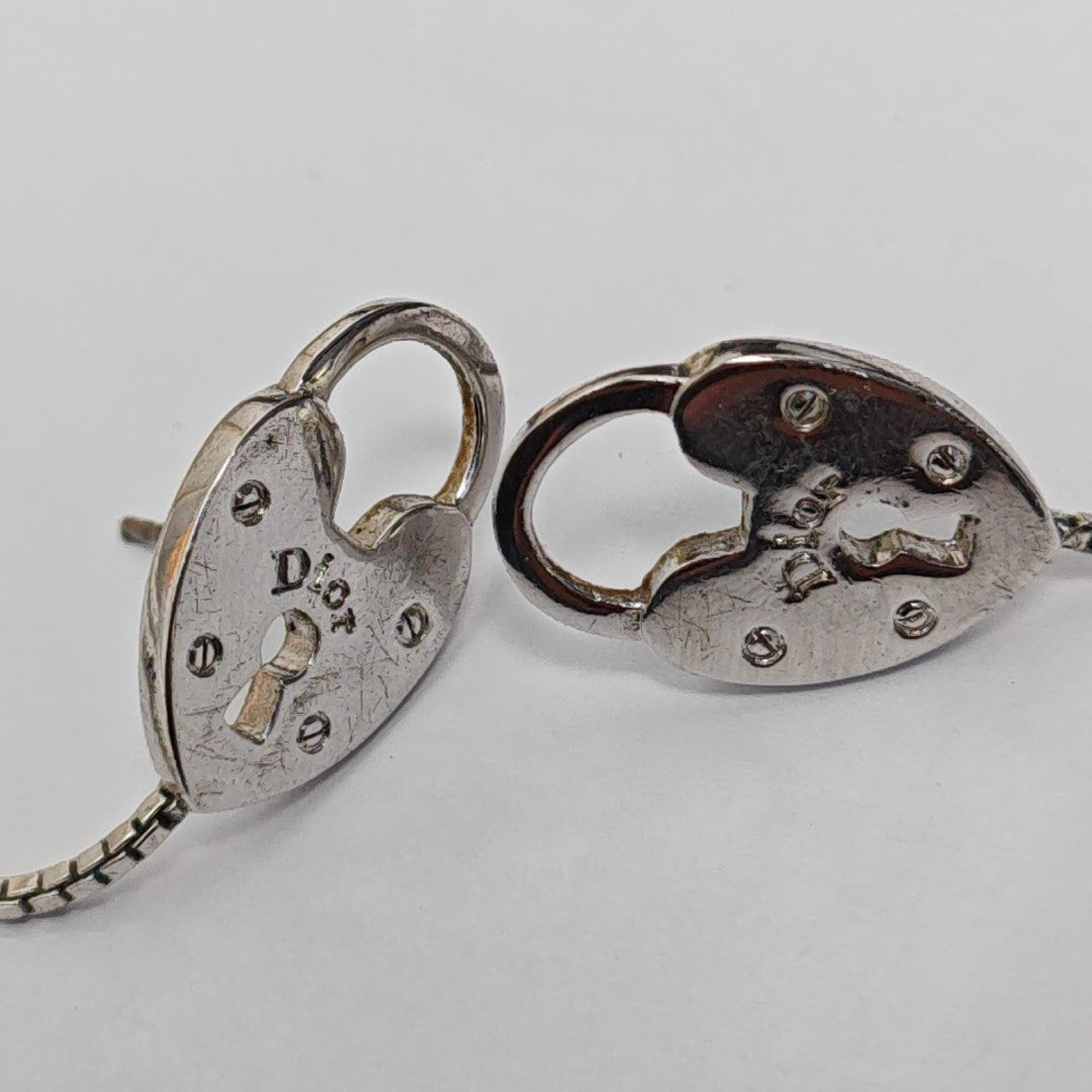 Lucky Locket Metal Silver Stud Earrings