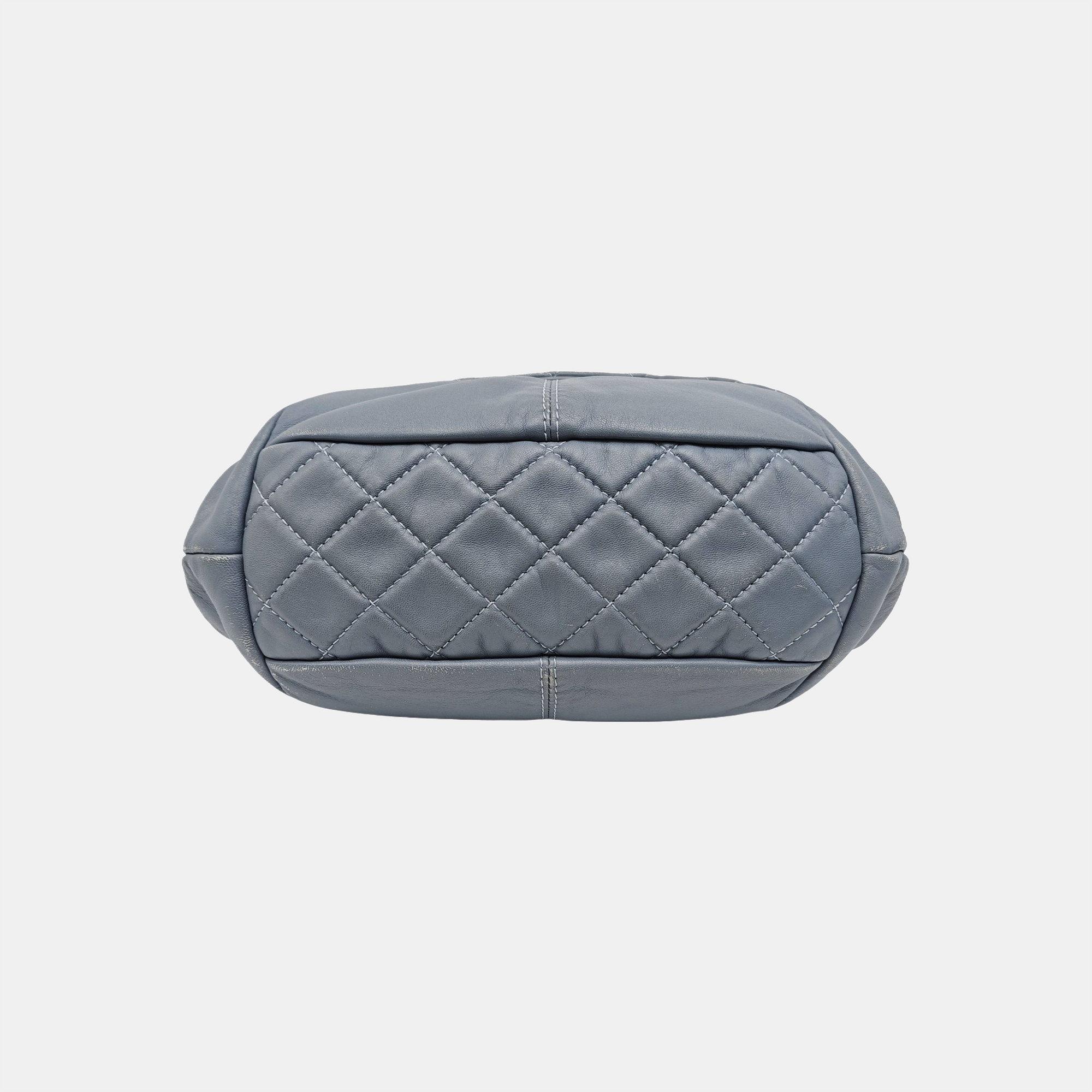 Quilted Calfskin Shoulder Bag Blue