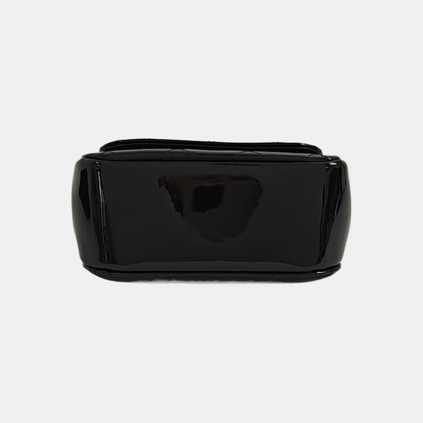 Quilted Patent Leather Crossbody Bag Black