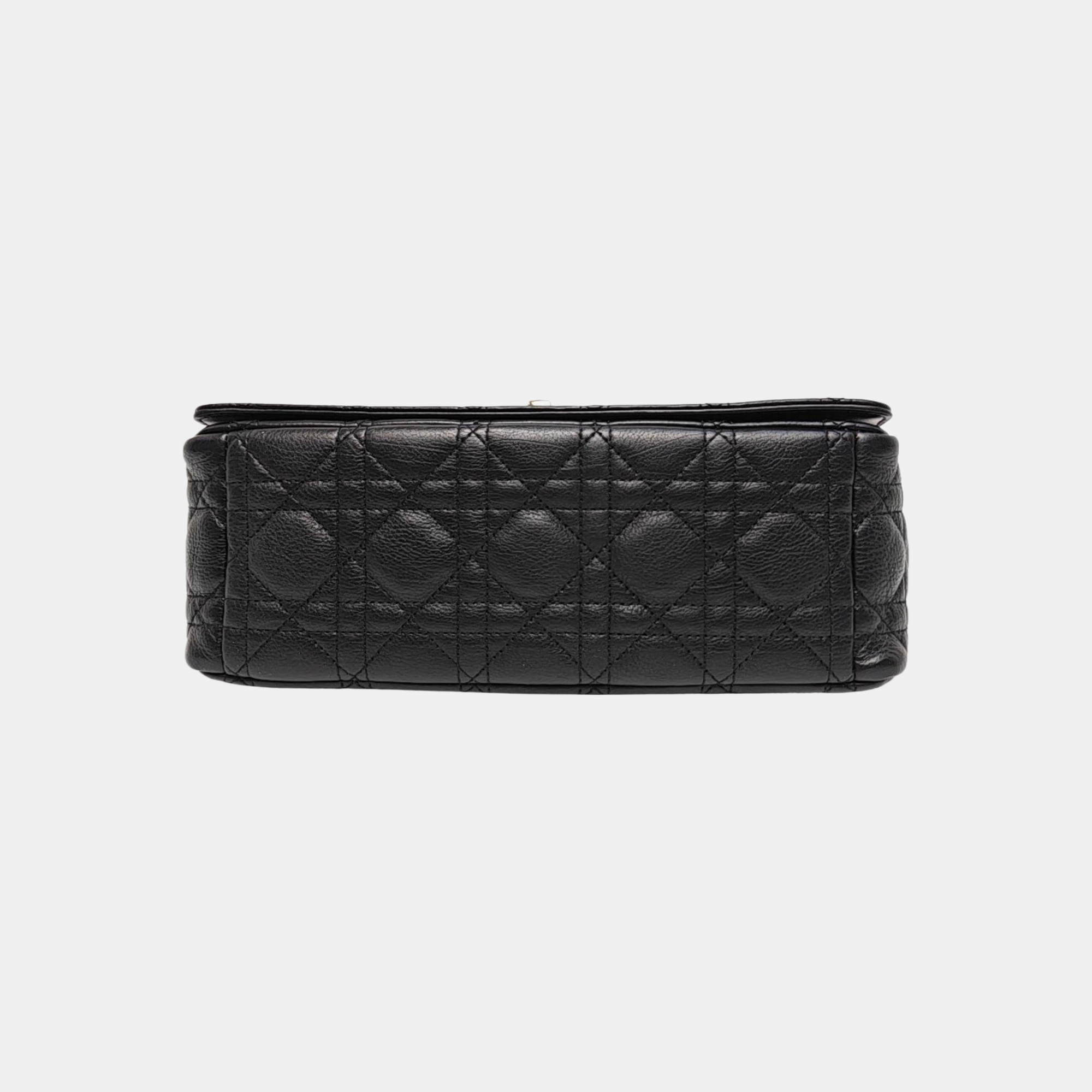 Authenticated pre-owned  Dior Caro Medium Quilted Calfskin Black - Shoulder Bag at Looply