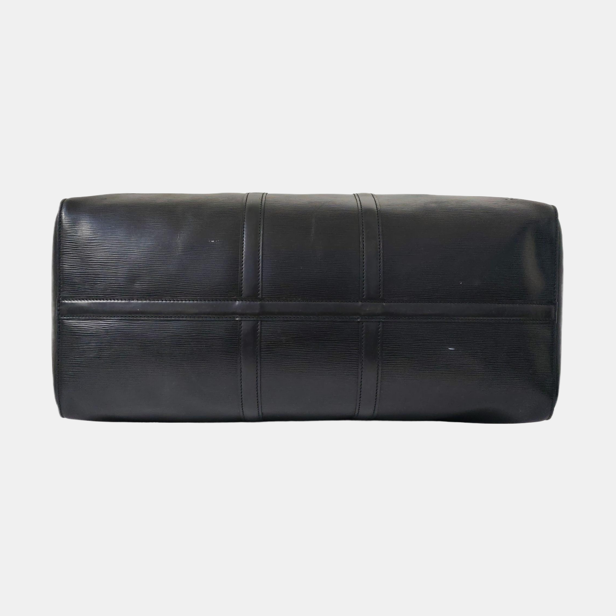 Authenticated pre-owned  KEEPALL 55 Epi Black - Top Handle Bag at Looply