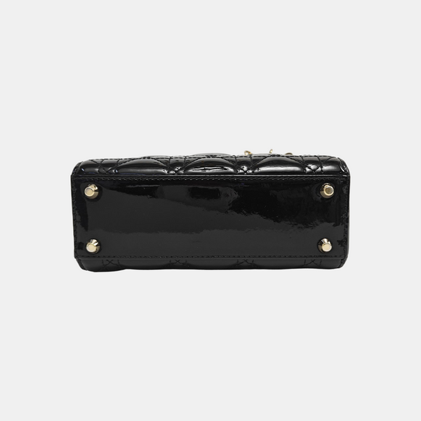 Lady Dior Mini Quilted Patent Leather Black