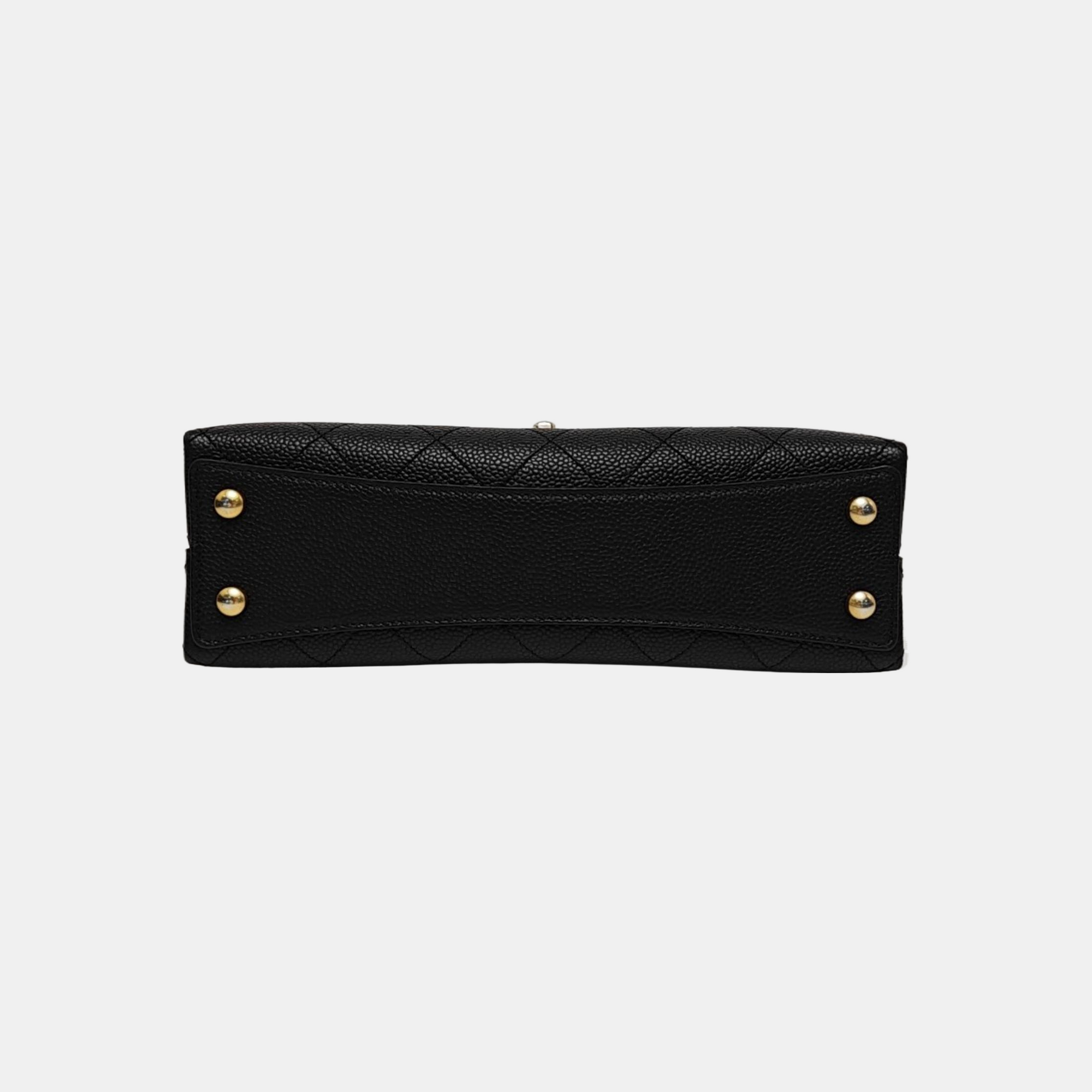 Quilted Grained Calfskin Shoulder Bag Black