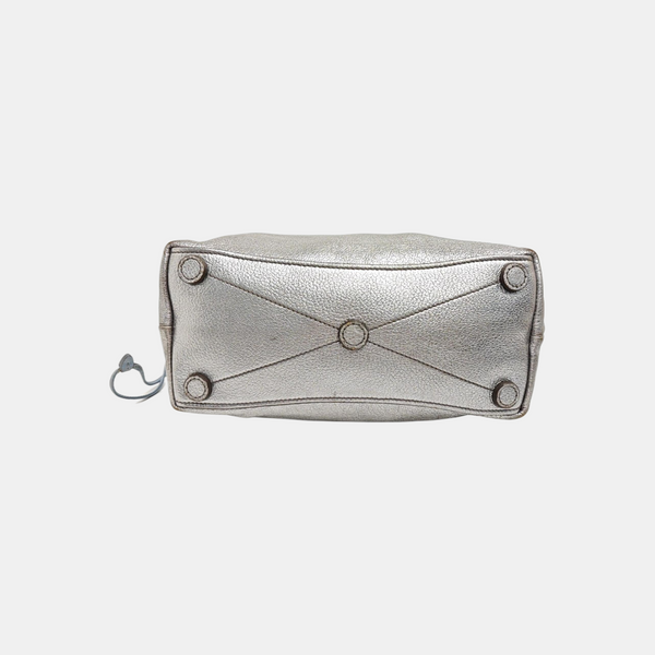 Calfskin Top Handle Bag Silver
