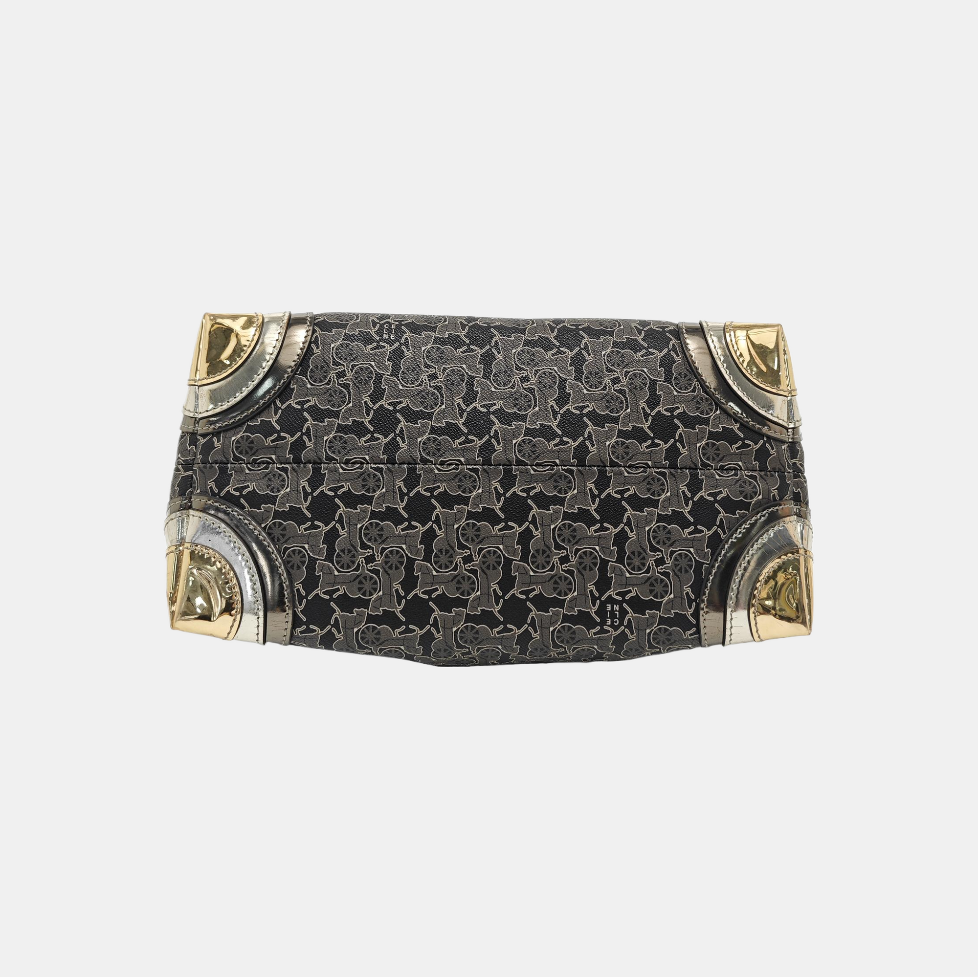 Coated Canvas Top Handle Bag Gray