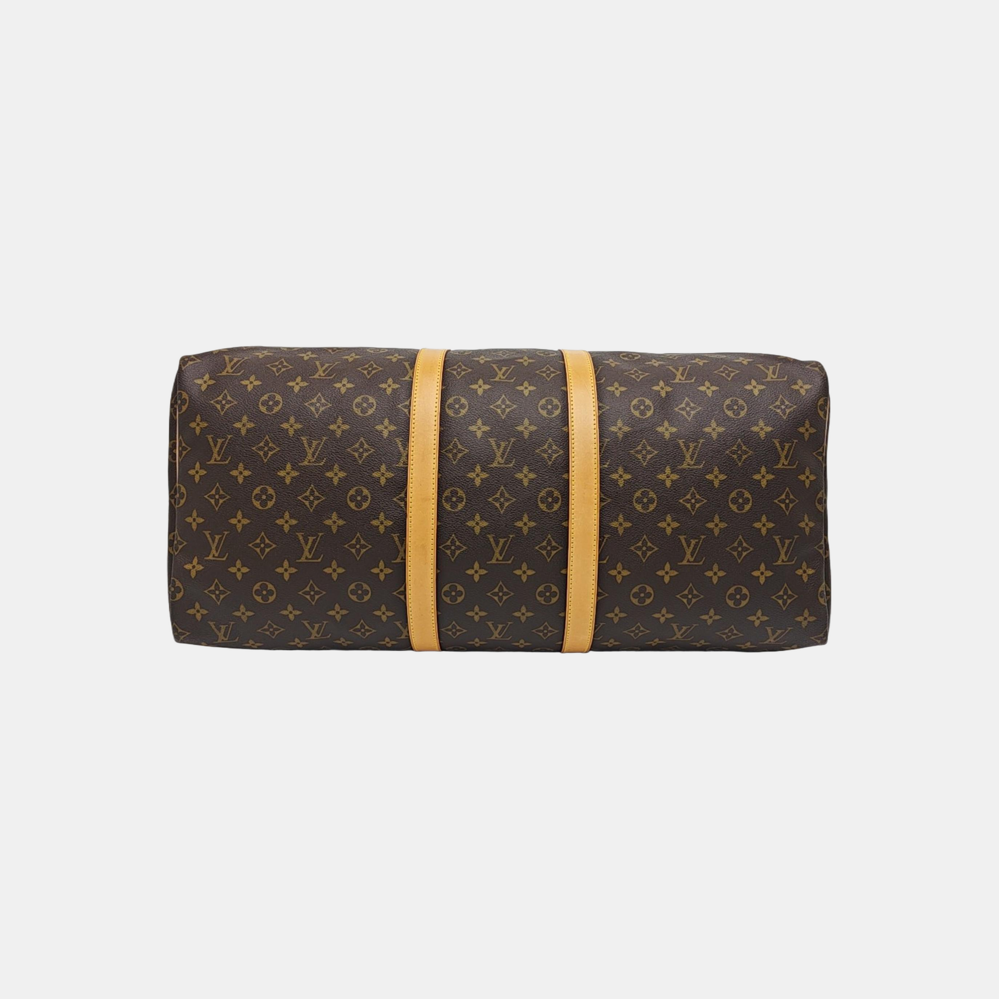 KEEPALL 55 Monogram Coated Canvas Brown