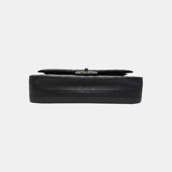 CLASSIC FLAP Small Chevron Grained Calfskin Metallic