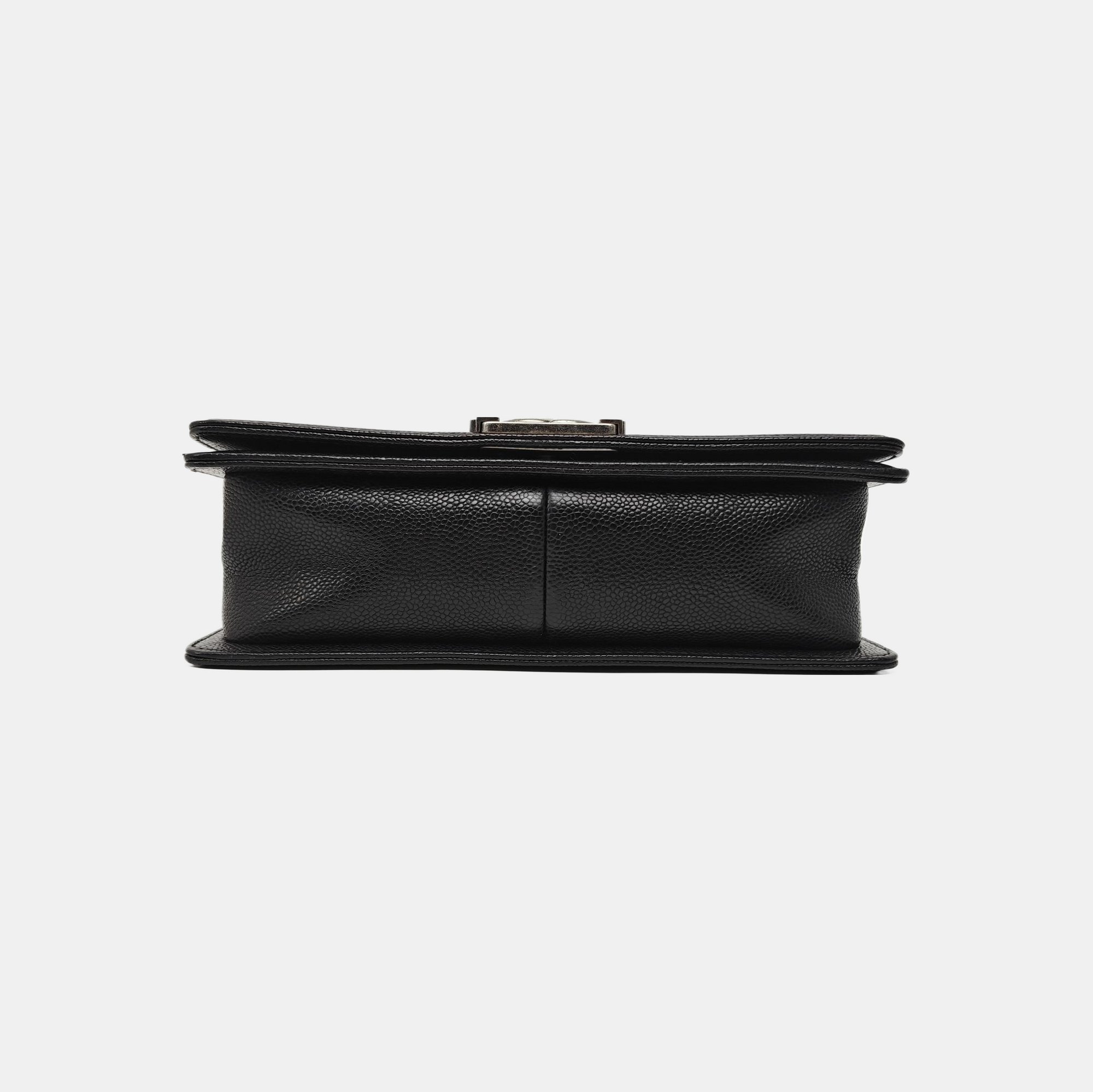 BOY CHANEL Medium Quilted Grained Calfskin Black