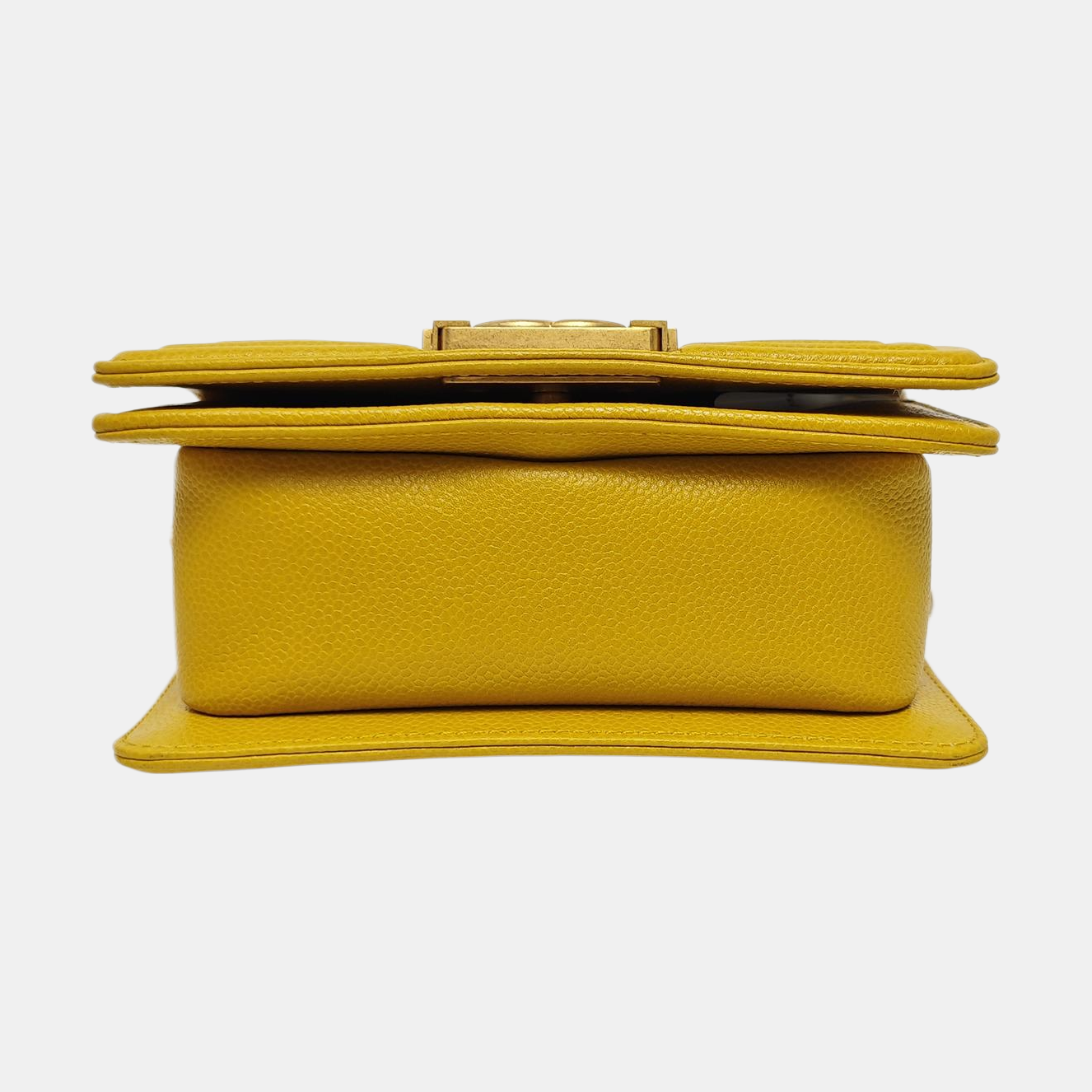 Authenticated pre-owned  BOY CHANEL Quilted Grained Calfskin Yellow - Shoulder Bag at Looply
