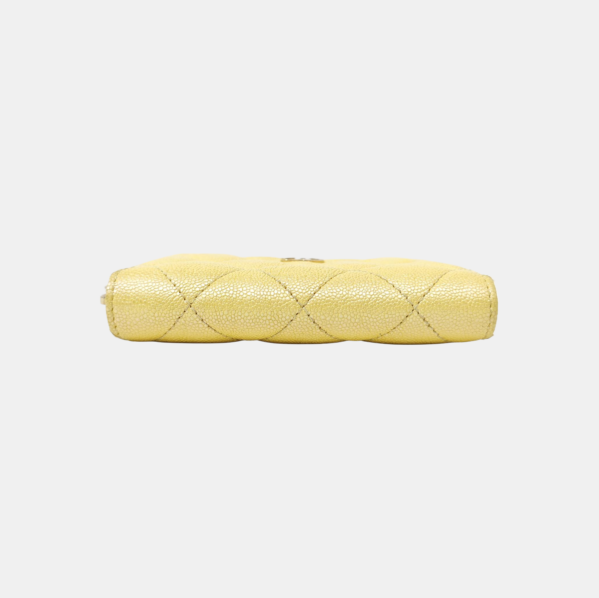 Quilted Grained Calfskin Wallet Yellow