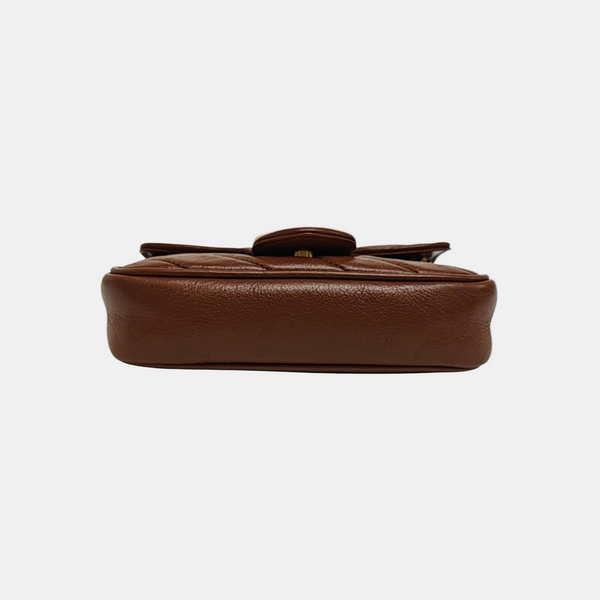 GG Marmont Mini Quilted Calfskin Brown