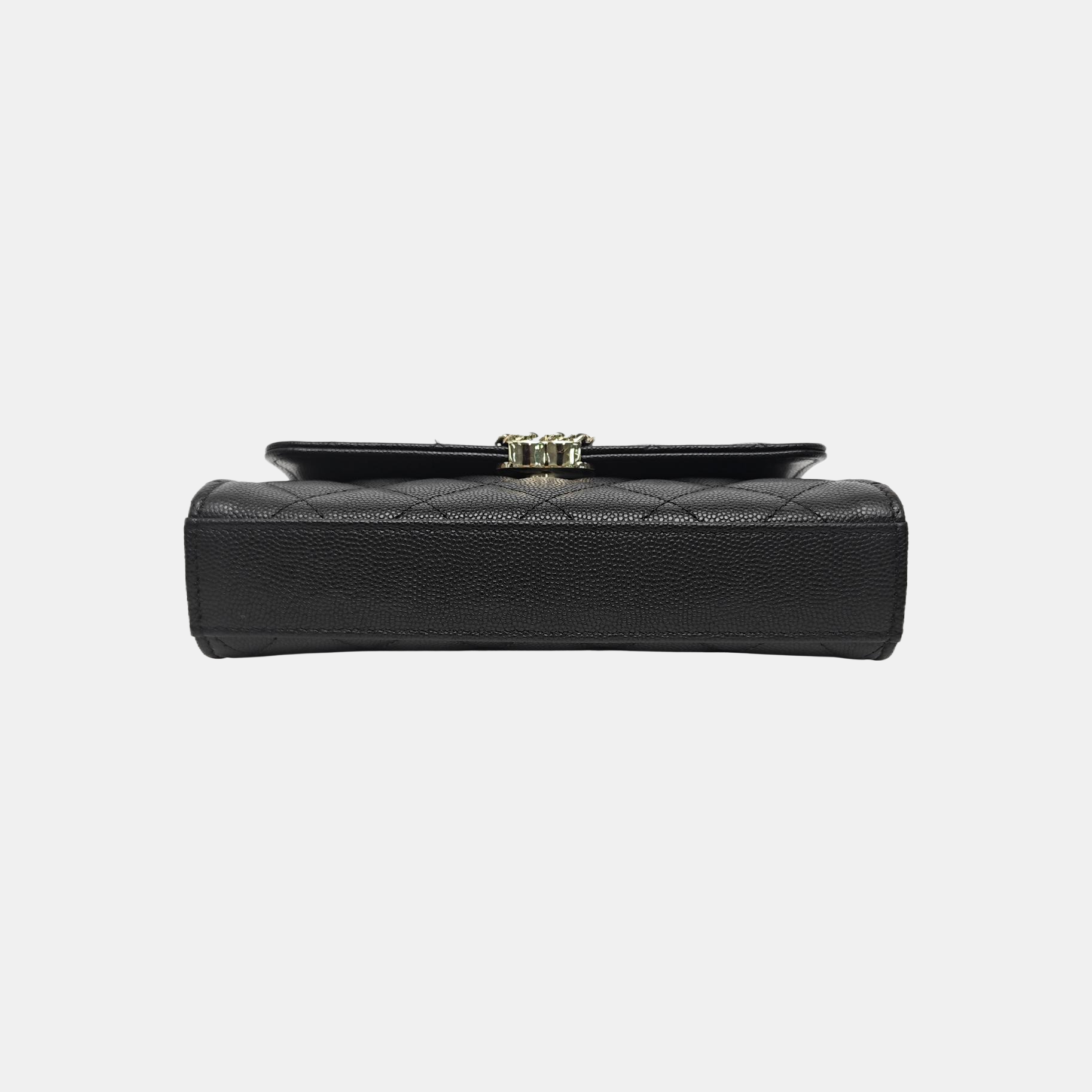 Quilted Grained Calfskin Shoulder Bag Large Black