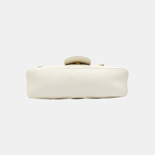 GG Marmont Mini Quilted Calfskin White