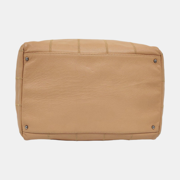 SQUARE STITCH Quilted Grained Calfskin Beige