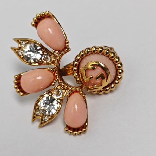 Interlocking G Metal Pink Stud Earrings
