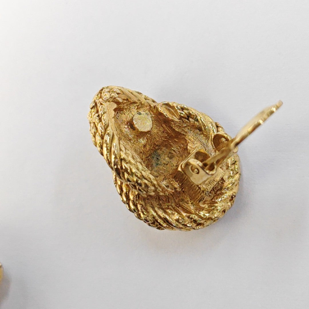 Twist Round Metal Gold Clip On Earrings