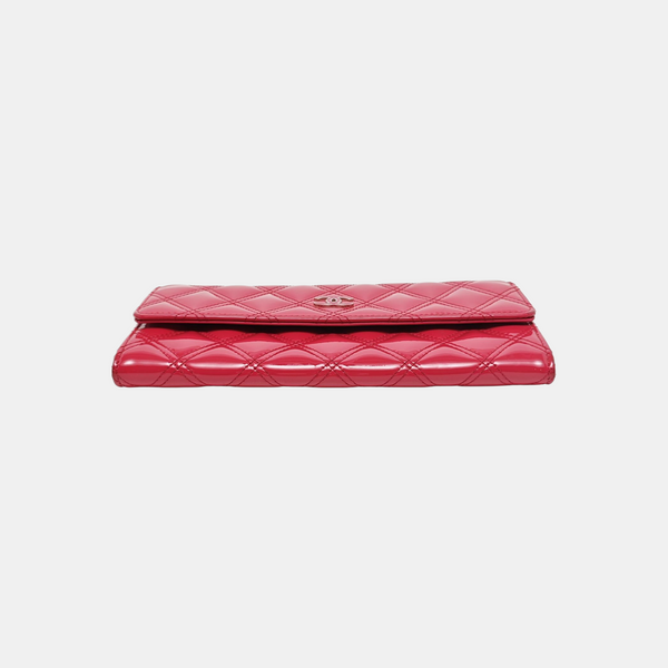 Quilted Patent Leather Wallet Pink