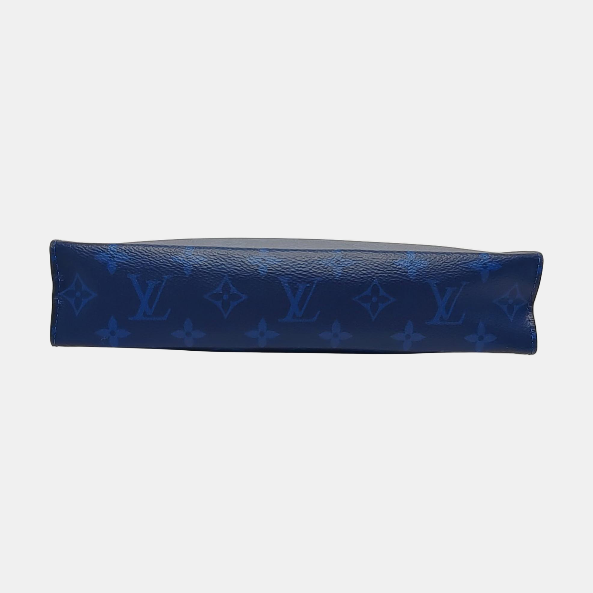 Pochette Voyag MM Monogram Coated Canvas Blue