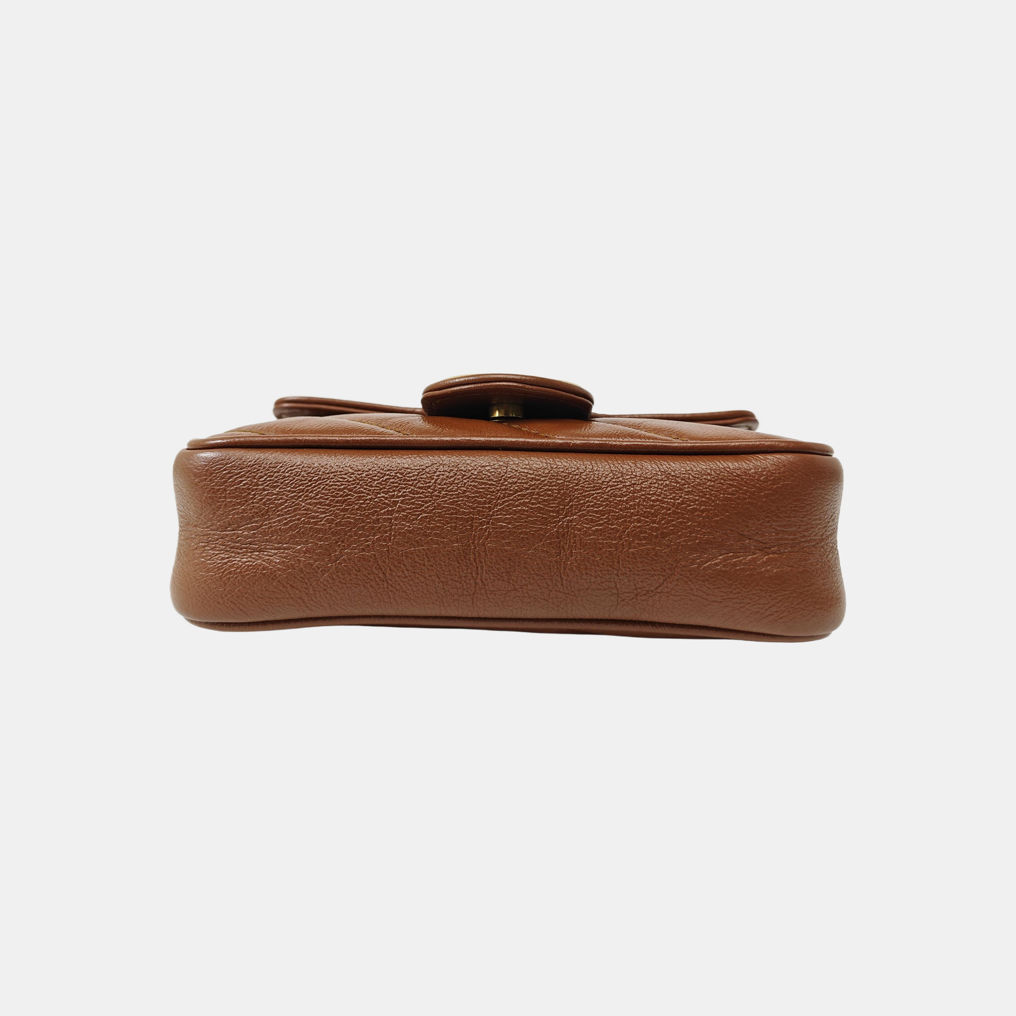 GG Marmont Mini Quilted Calfskin Brown