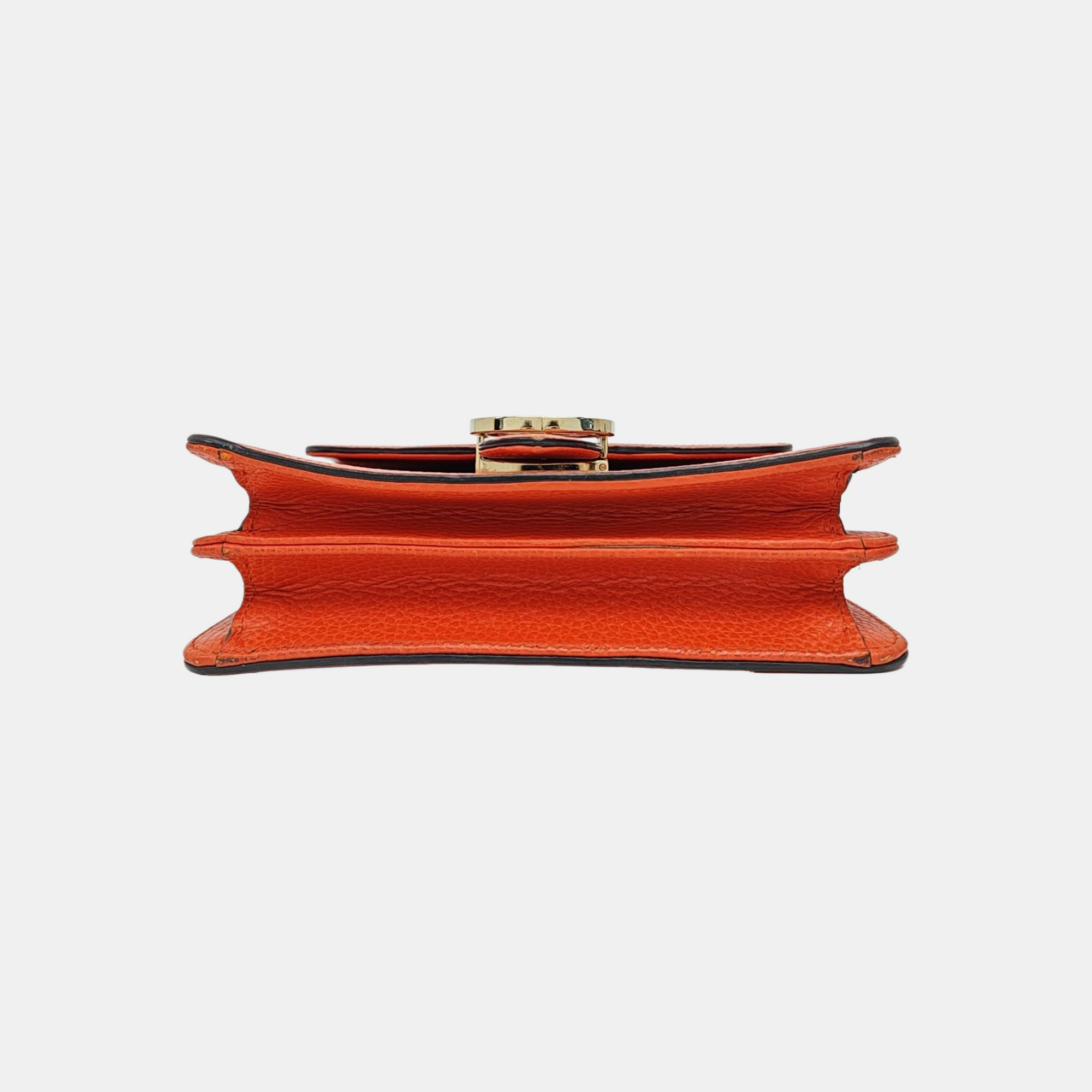 Interlocking G Small Calfskin Orange
