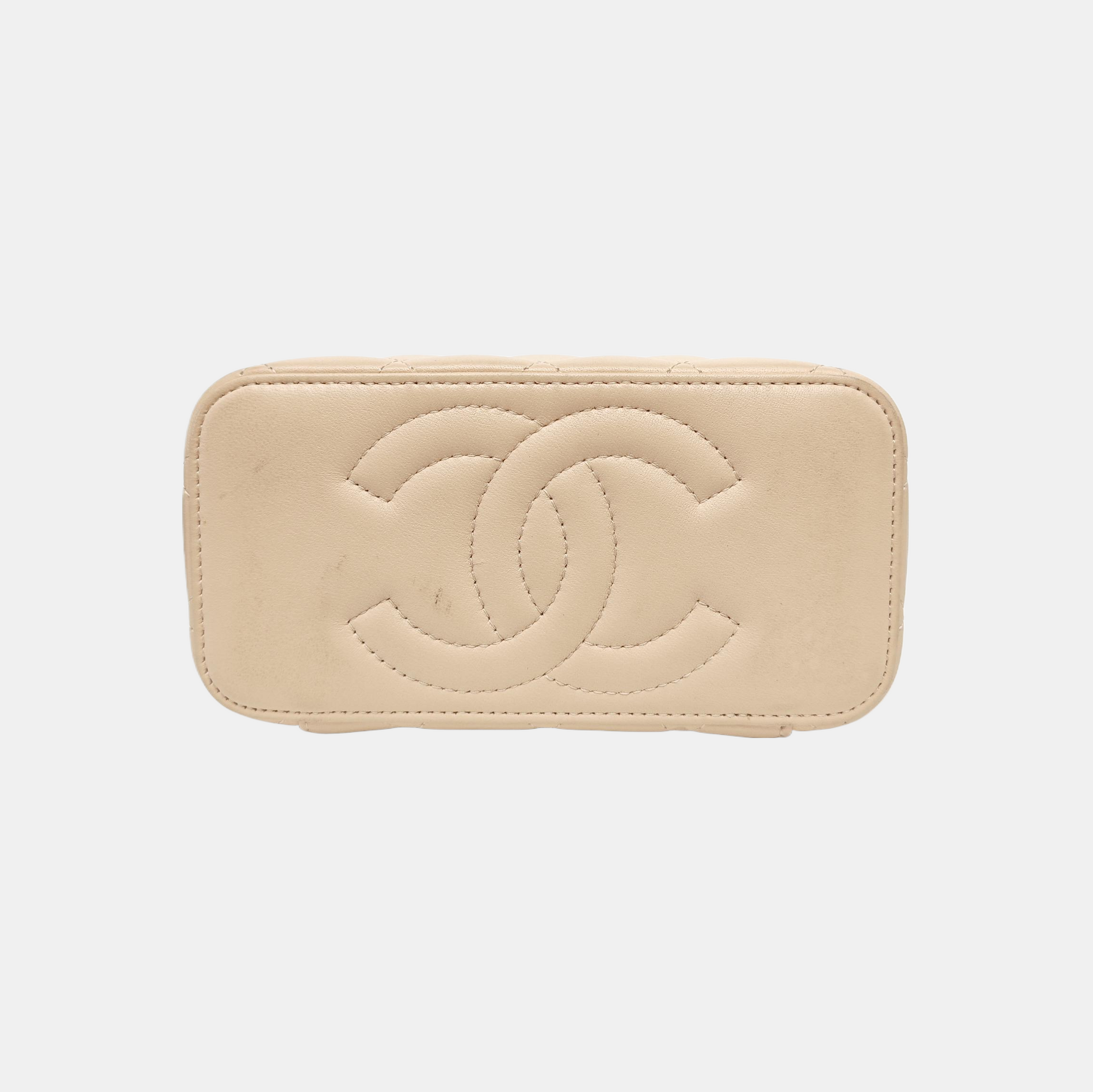 VANITY CASE Medium Quilted Lambskin Pink