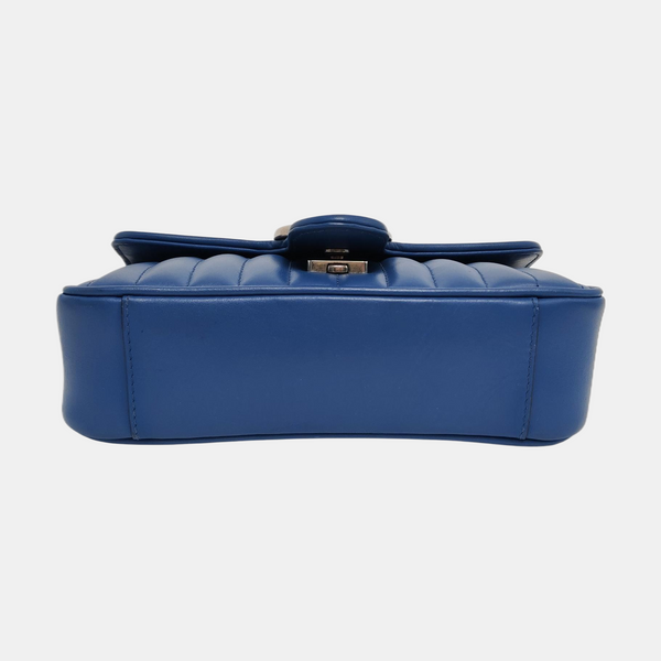 GG Marmont Small Quilted Calfskin Blue