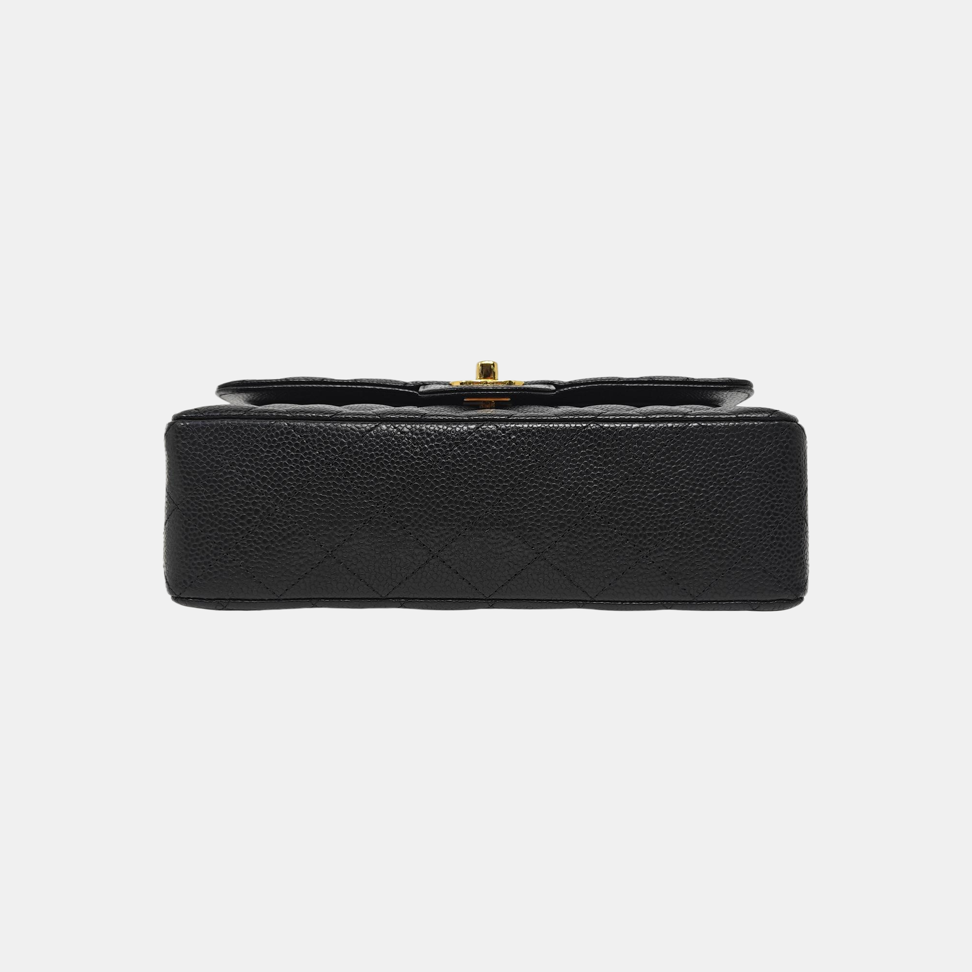 CLASSIC FLAP Small Quilted Grained Calfskin Black