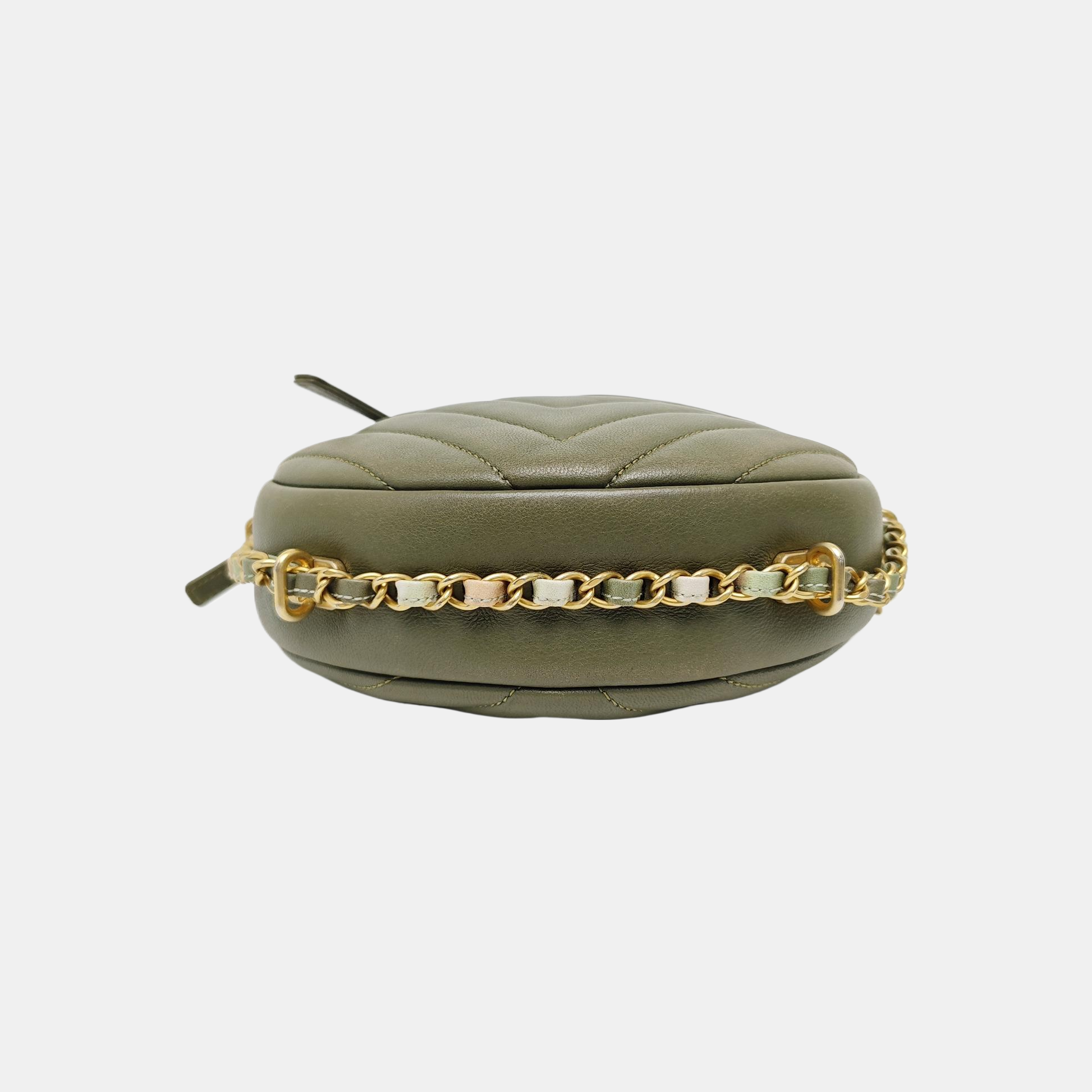 Chevron Calfskin Shoulder Bag Green