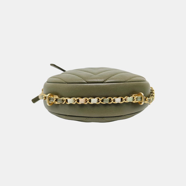 Chevron Calfskin Shoulder Bag Green