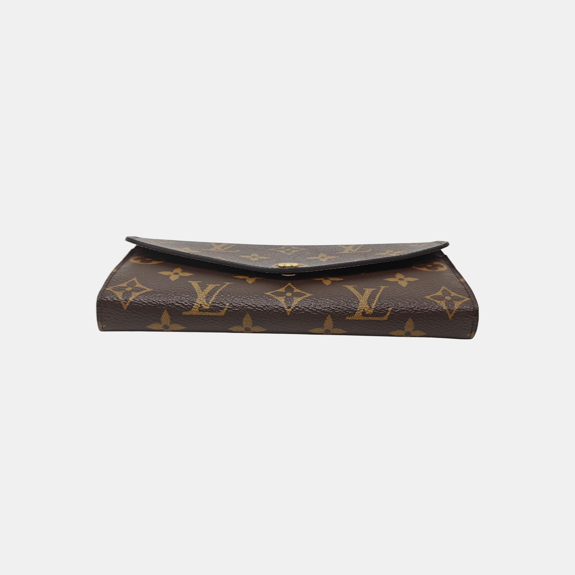 SARAH Monogram Coated Canvas Brown Wallet