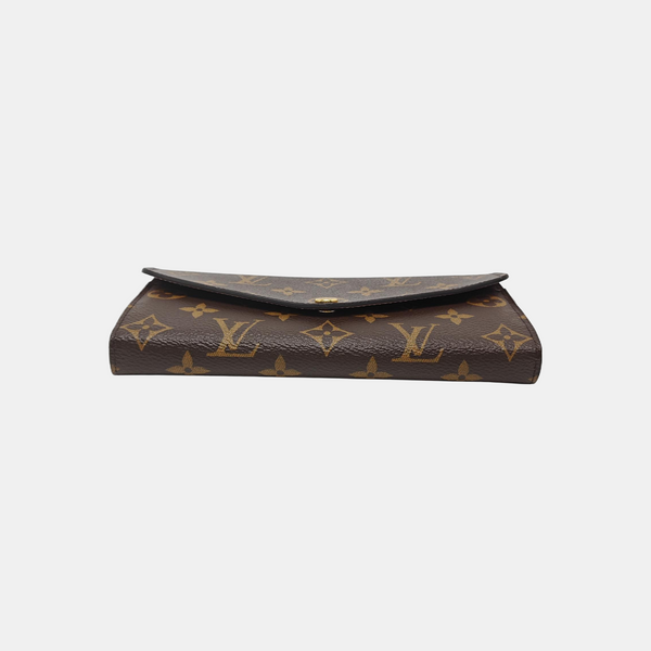 SARAH Monogram Coated Canvas Brown Wallet