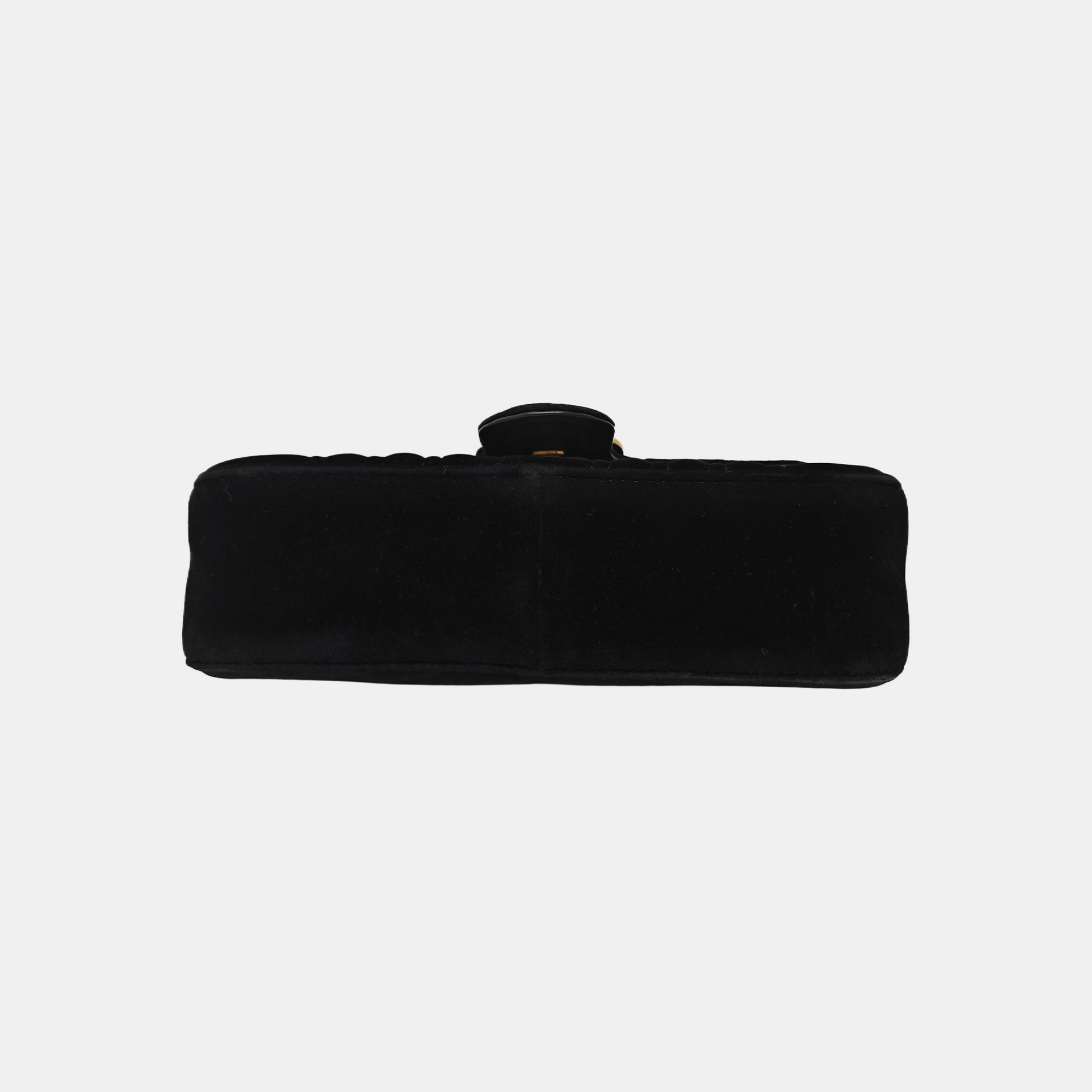 GG Marmont Small Quilted Velvet Black