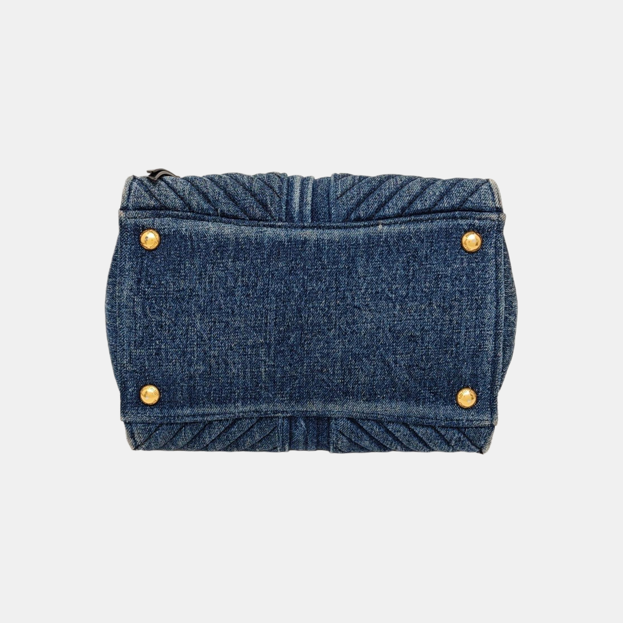 Quilted Denim Shoulder Bag Blue